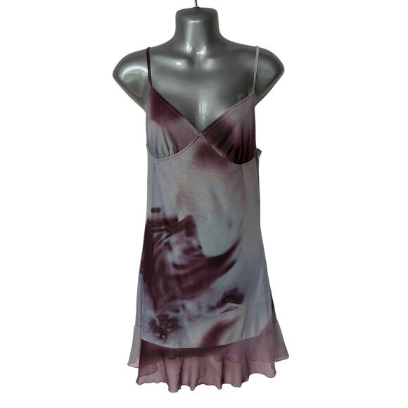 Motel Rocks Slip Dress Blue Purple Gray Ruffle Hem Bodycon Women's Size Medium - Picture 1 of 9